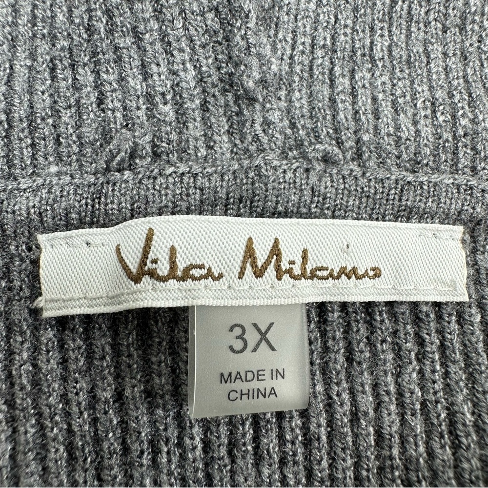 NWOT Vila Milano Gray Hooded Sweater Women’s Plus 3XL V Neck Long Sleeve - Picture 4 of 8
